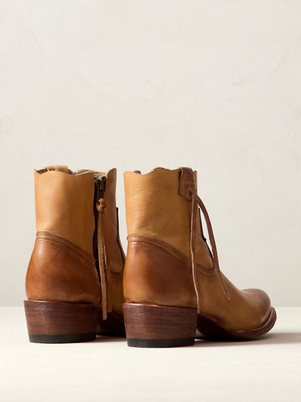 Overland Leather Cowboy Ankle Boots in Tan - Classic Western Style - Picture 3 of 6